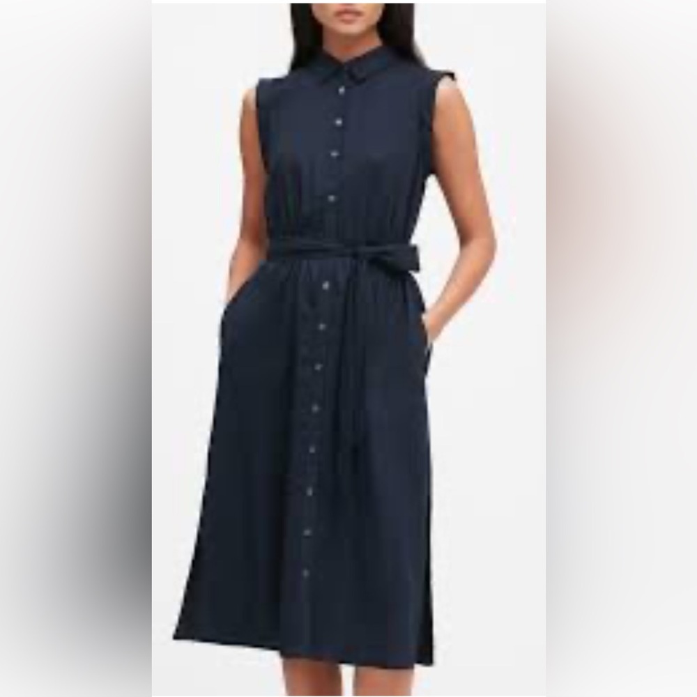 Banana Republic blue Sleeveless Button Down Shirt Dress 100% Tencel size medium